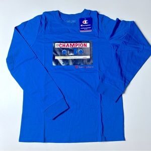 NWT Champion Boys XL Blue Cassette Long Sleeve T Shirt